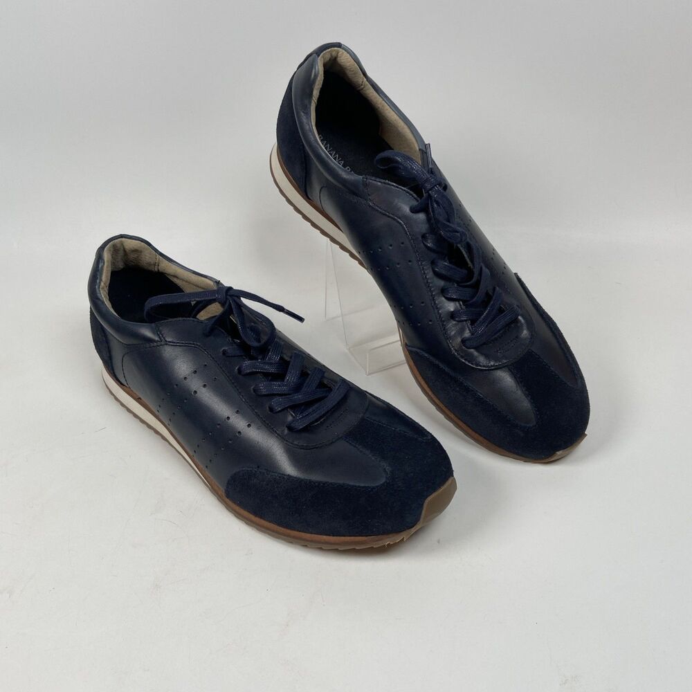Banana Republic Navy Blue Leather Suede Sneakers Shoes Casual Men's Size 13M